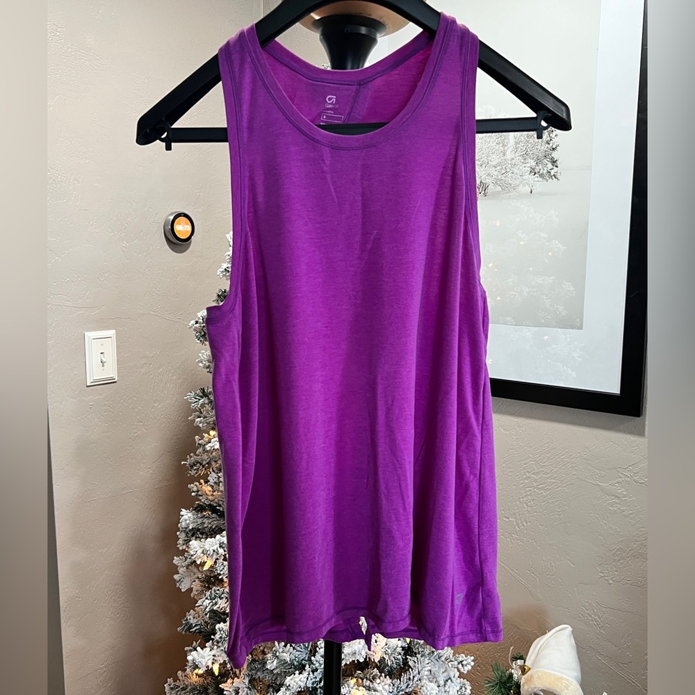 GapFit Breathe Tie Back Tank Top Fuchsia Shock Purple Small